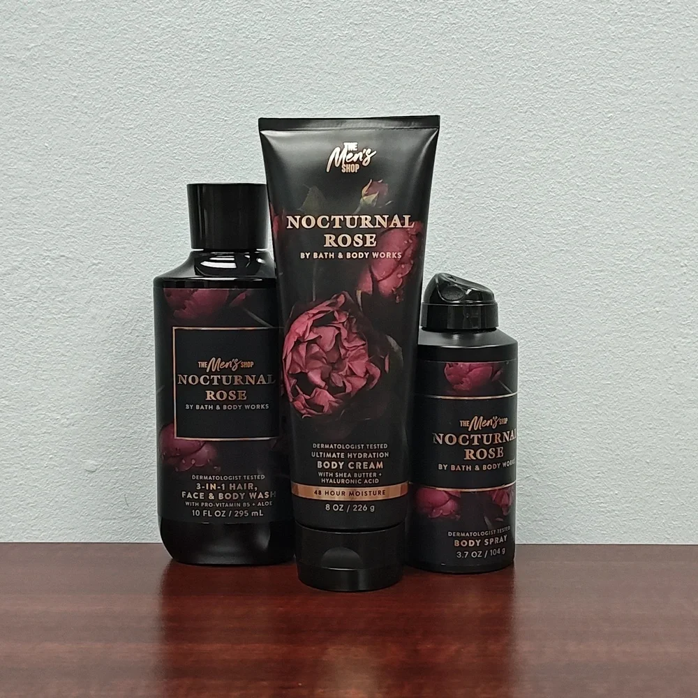 Bath & Body Works NOCTURNAL ROSE 3 Piece Bundle Set